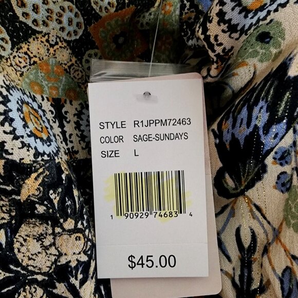 One World Live Let Live Top Womens Size L Large Multicolored Gold Detail New - Picture 4 of 10